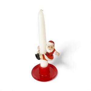 Vintage Hallmark Santa Claus Figurine Candle Hugger Holder Ceramic Christmas